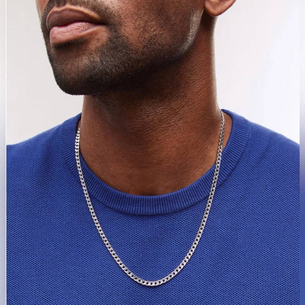 Zales Men's 22” 3.75mm Diamond-Cut Curb Chain 925 Sterling Silver Made in Italy